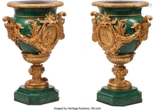 74191: A Pair of Large Neoclassical-Style Gilt Bronze M