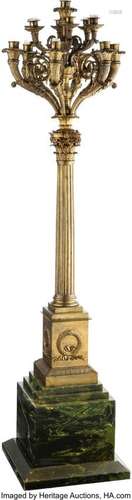 74210: A French Empire Gilt Bronze Floor Candelabrum on