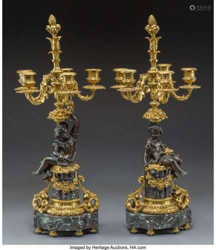 74218: A Pair of Napoleon III Gilt and Patinated Bronze