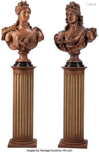 74220: A Pair of Baroque-Style Terracotta Portrait Bust