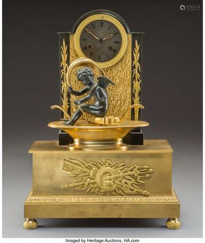 74225: A German Gilt and Patinated Bronze Figural Clock