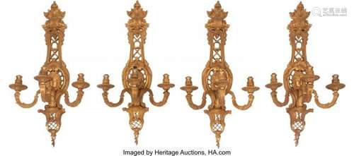 74231: A Set of Four French Gilt Bronze Sconces, 19th c