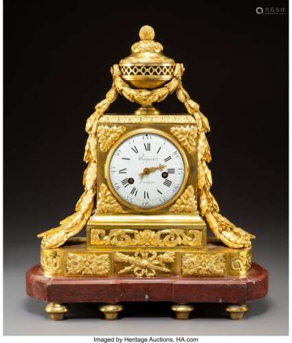 74247: A Louis XVI-Style Gilt Bronze and Rouge Marble M