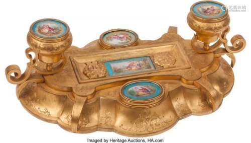 74293: A French Beaux Arts Gilt Bronze Mounted Porcelai