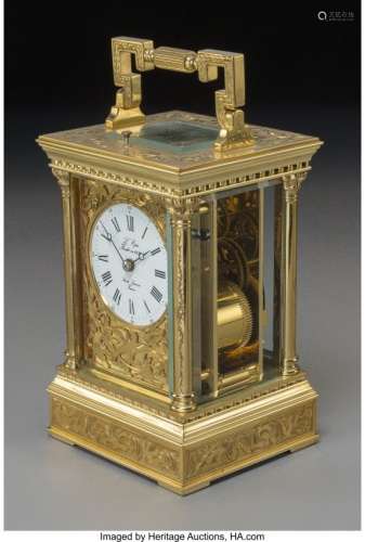 74296: A L'Epee Gilt Brass Repeater Carriage Clock, 20t