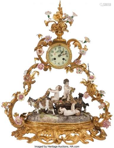 74303: A Gilt Bronze Mounted Porcelain Mantle Clock 24