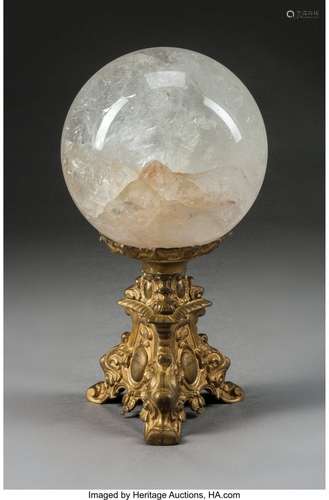 74309: A Rock Crystal Sphere on Baroque-Style Gilt Bron