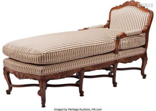 74314: A French Country-Style Carved Hardwood Chaise Lo