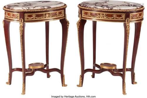 74315: A Pair of Louis XV-Style Bronze Mounted Mahogany