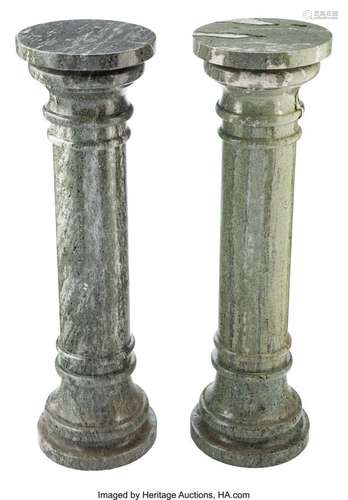 74326: Two Marble Sculpture Columnar Pedestals, 20th ce