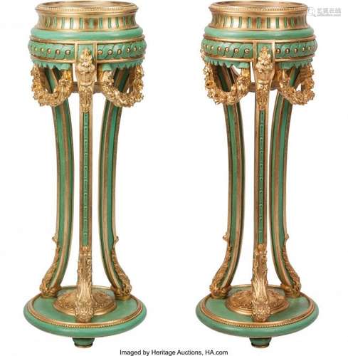 74330: A Pair of Louis XVI-Style Carved and Painted Gil