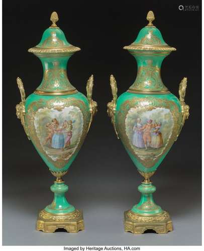 74332: A Pair of Sèvres-Style Porcelain and