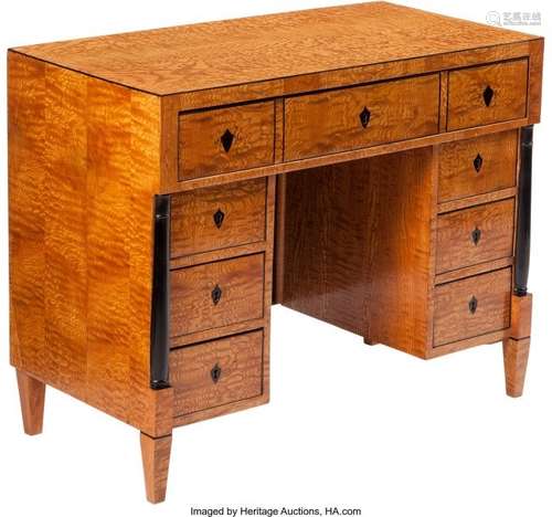 74334: A Swedish Neoclassical Blondewood Kneehole Desk,