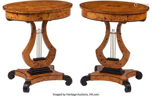 74336: A Pair of Charles X-Style Curly Maple Side Table