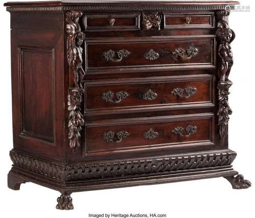 74350: An Italian Baroque Carved Walnut Chest of Drawer