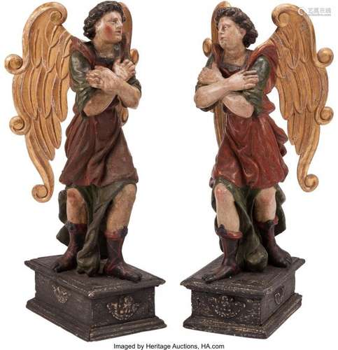 74355: A Pair of Italian Baroque Carved and Polychromed