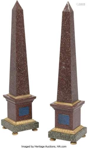 74365: A Pair of Gilt Bronze-Mounted Marble Obelisks 33