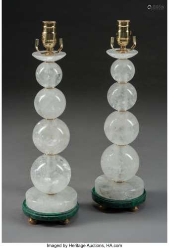 74378: A Pair of Art Moderne-Style Rock Crystal and Mal