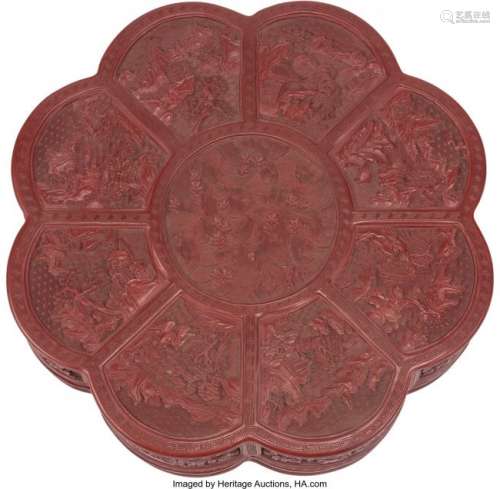 74387: A Chinese Carved Cinnabar Lacquer Box 5 x 22 inc