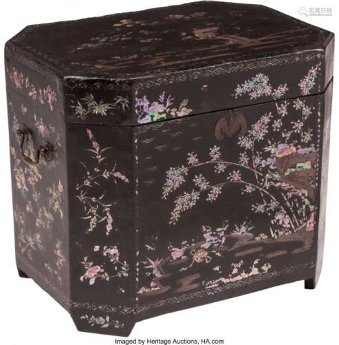 74390: A Chinese Mother-of-Pearl Inlaid Black Lacquer B