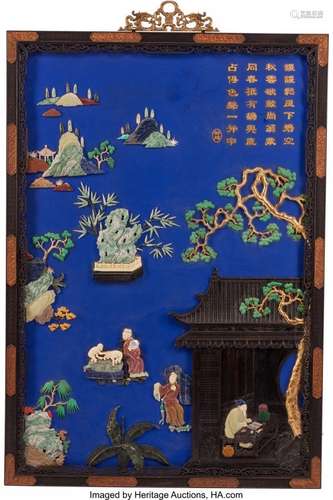 74394: A Large Chinese Painted Lacquer Wall Panel 60 x