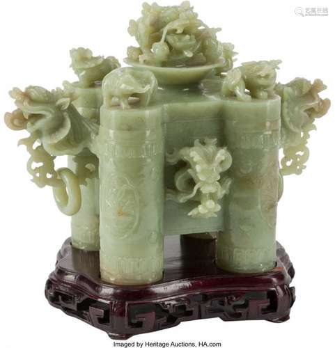 74399: A Chinese Carved Jade Censer 7 x 9 x 6 inches (1