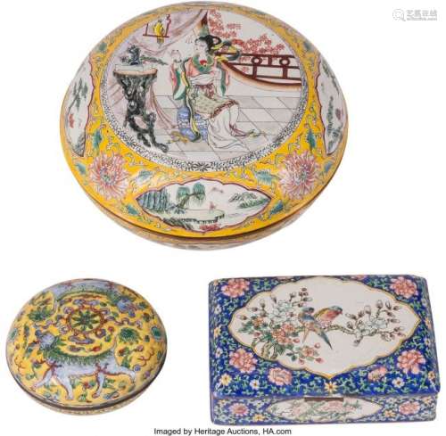 74412: A Group of Three Peking Enameled Copper Boxes 4-