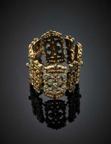 Yellow gold and enamel modular bracelet, g 114.51,