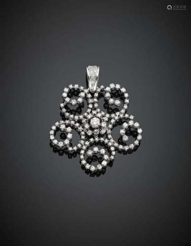White gold diamond stylized flower pendant in all ct.