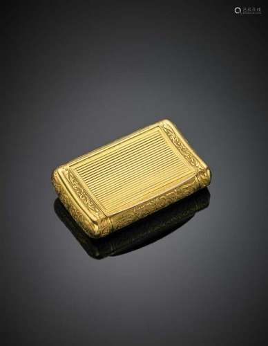 Yellow chased and grooved gold snuff-box, g 95.57,