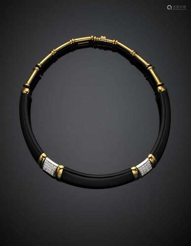 CARDI MILANO Onyx, agate and diamond yellow gold choker