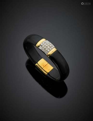 CARDI MILANO Onyx, agate and diamond yellow gold bangle