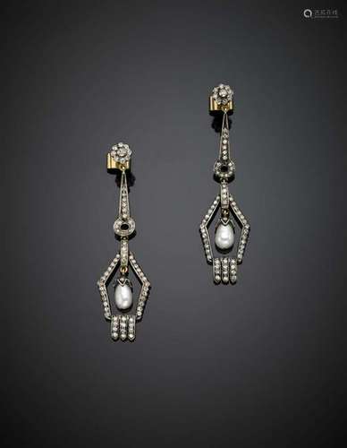 Huit-huit diamond and pearl silver and gold pendant