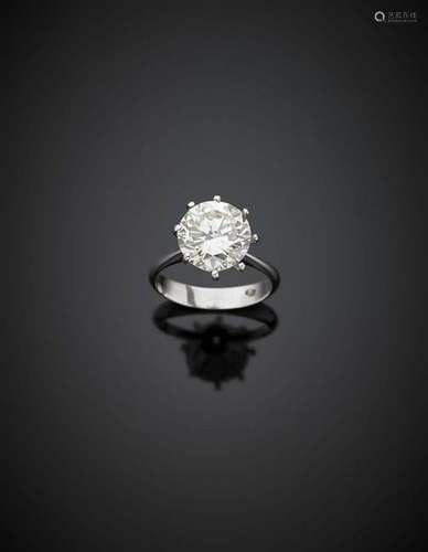 Round ct. 3.84 solitair diamond white gold ring, g 3.94