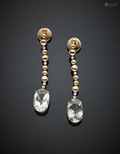 ANTONINI Pink gold and diamond pendant earrings holding