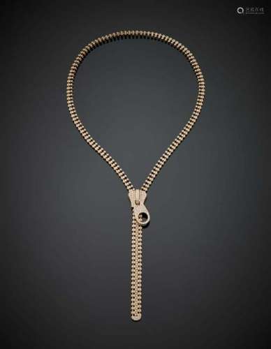 Pink gold and diamond zip necklace in all ct. 2.16