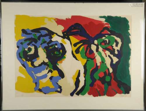 Karel Appel. Lithograph. 2 Abstract Cats.1976.