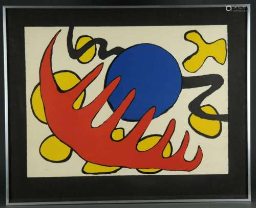 Alexander Calder. Litho. Blue Moon. 1970. Signed.