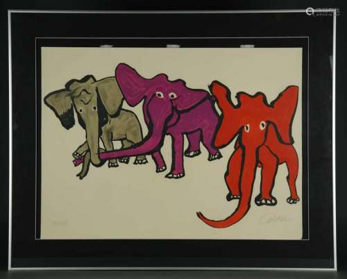 Alexander Calder. Litho. Elephants. 1976. Signed.