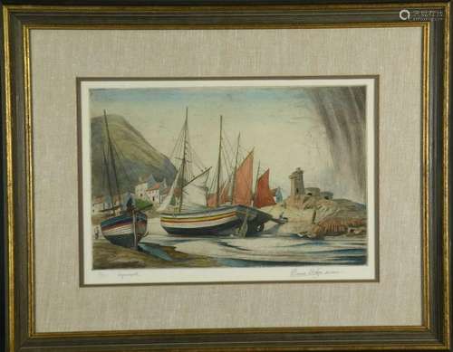 Edward Hoyton. Etching. Lynmouth. 20th century.