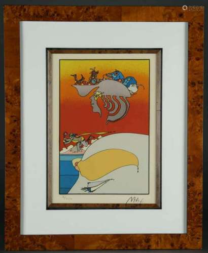 Peter Max. Lithograph. Traveling Along. 1973.