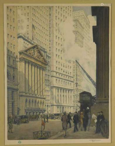 TF Simon. Etching. New York Stock Exchange. 1927.