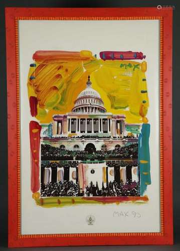 Peter Max. Clinton Inaugural v.5. 1993. Signed.