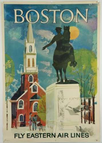 2 Eastern Airlines Posters. Texas + Boston. 1965.