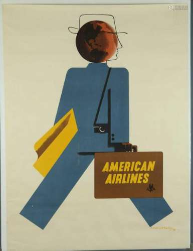 E. McKnight Kauffer. Poster. American Airlines.