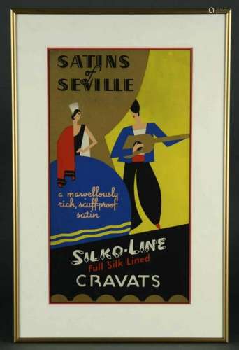 Satins of Seville. Art Deco Lithograph Poster.