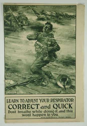 Learn to Adjust Your Respirator. WWI Poster.