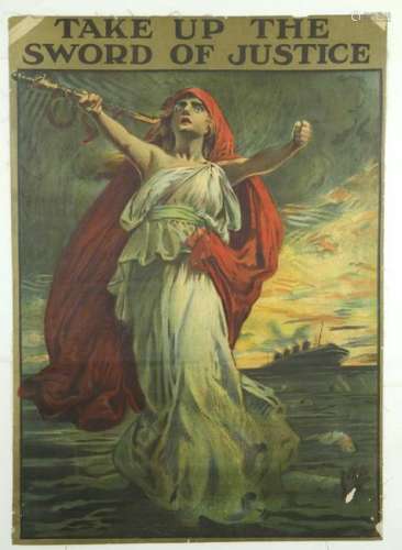 Take Up the Sword of Justice. WWI Poster.