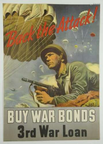 Back the Attack! Buy War Bonds. WWII Poster.