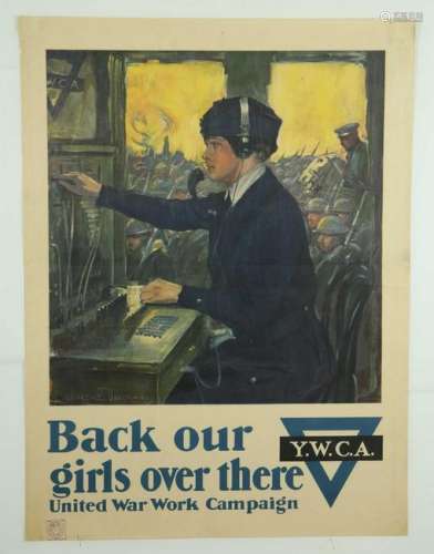 YWCA Back Our Girls Over There. WWI Poster.